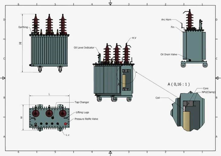 H59 11/0.4kv 100kva Oil Immersed Power Transformer